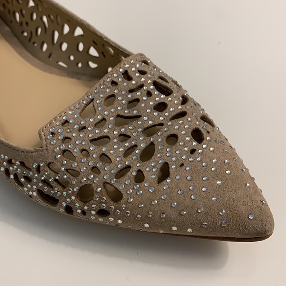 Karl Lagerfeld Size 8.5 US Hand Embroidered Crystal and Genuine Suede Flats - Picture 2 of 10